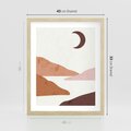 Plakat w ramie 40x50 - Księżycowa Refleksja - nowoczesna sztuka, góry - rama drewno
