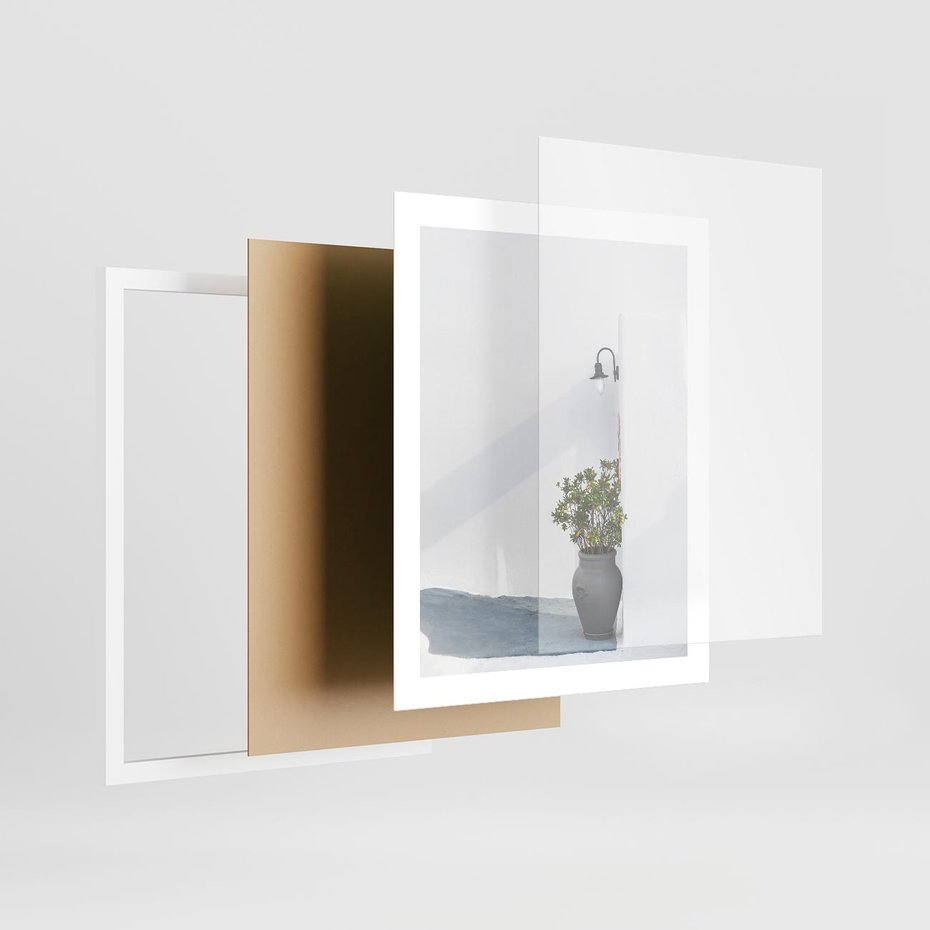 Plakat w ramie 40x50 - Błękitne wybrzeże - Santorini, Grecja - rama biała