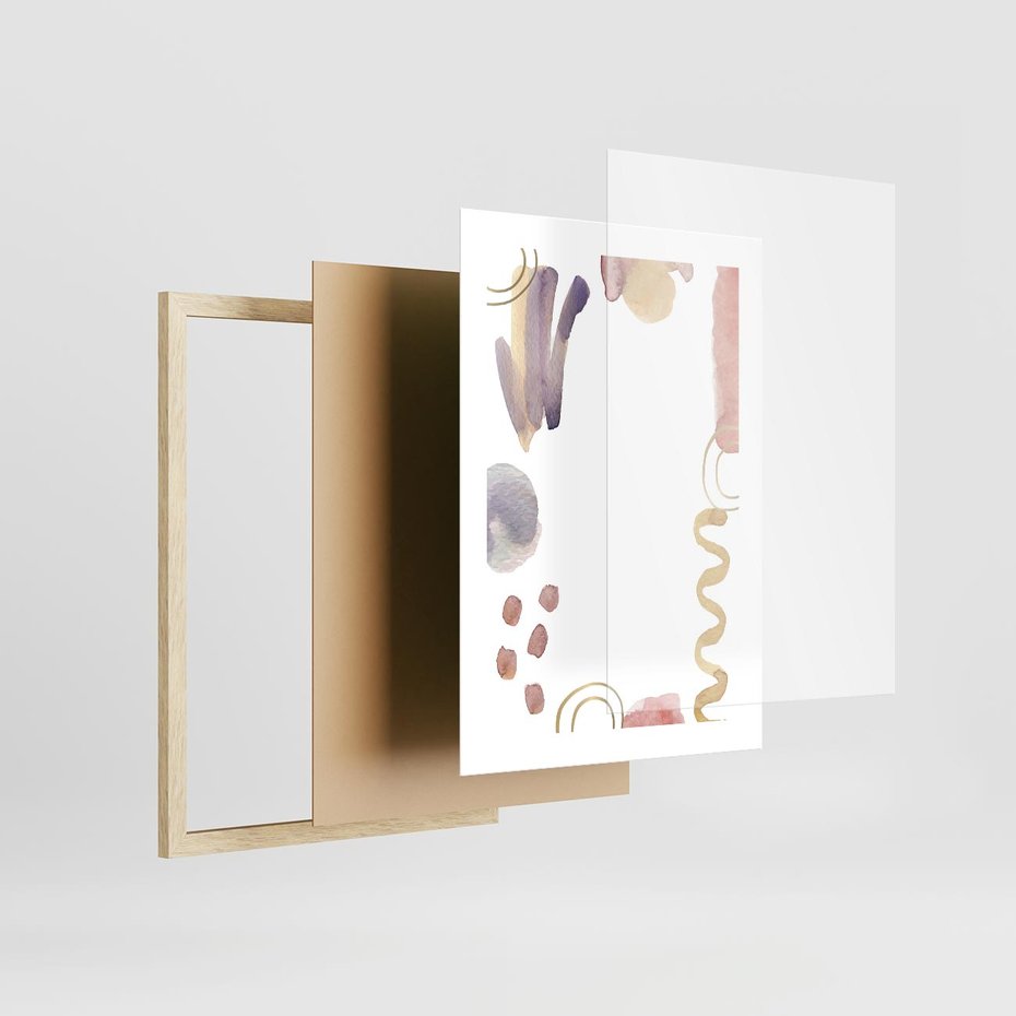 Plakat w ramie 30x40 - Wibracje Pastelowych Odcieni - abstrakcyjny plakat, akwarelowe plamy - rama drewno