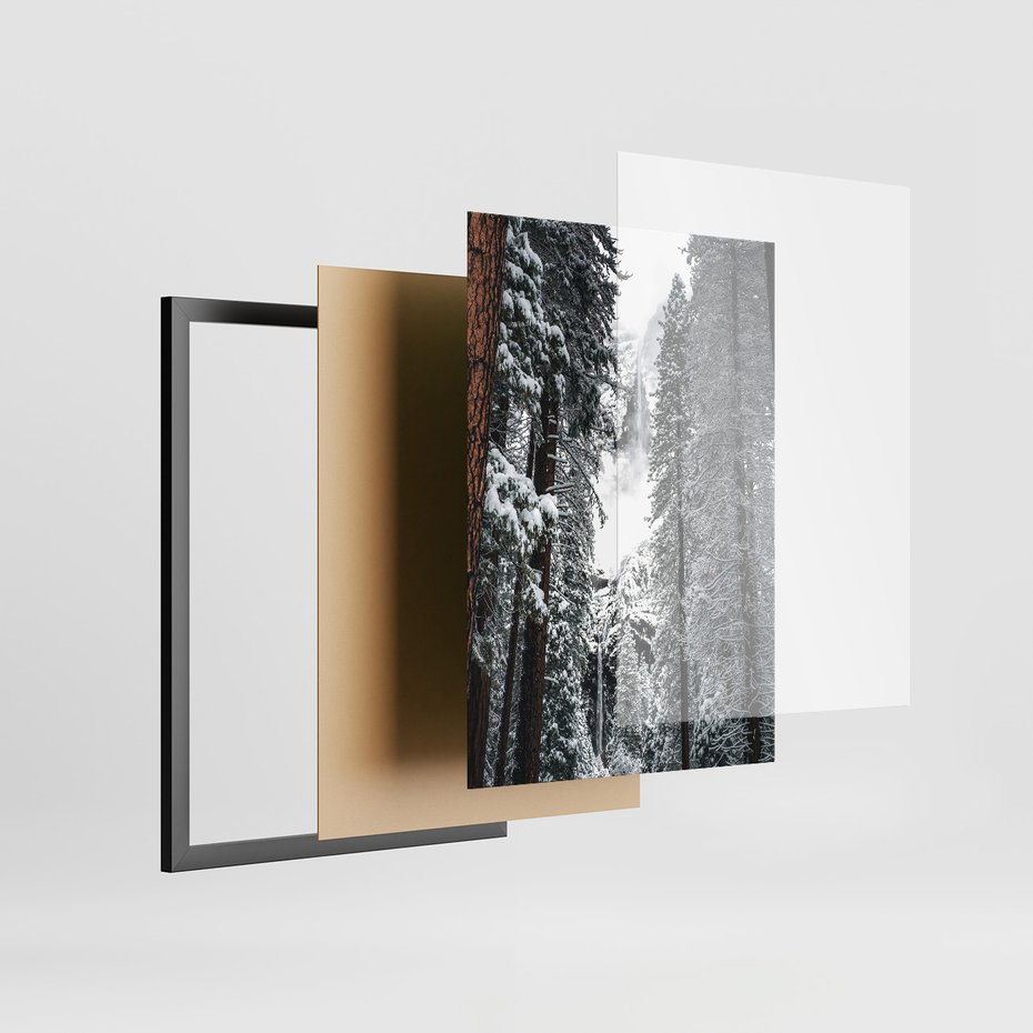 Zestaw obrazy w ramie 50x70 galeria - Zima, w, górach, las, widok - rama czarna