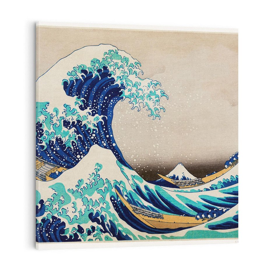 Obraz na płótnie 40x40 - "Wielka Fala u wybrzeży Kanagawy" Katsushiki Hokusai - Reprodukcja - reprodukcja, obraz na płótnie
