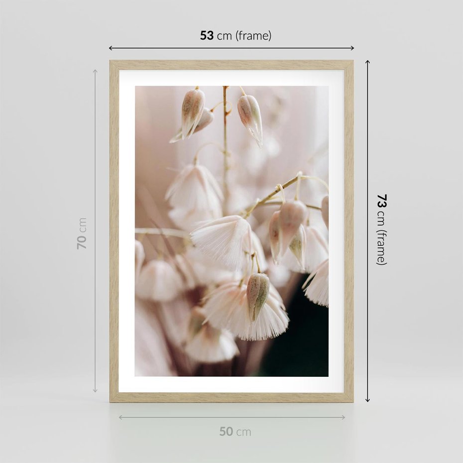 Plakat w ramie 50x70 - Suszona Delikatność - suszone kwiaty, rośliny - rama drewno