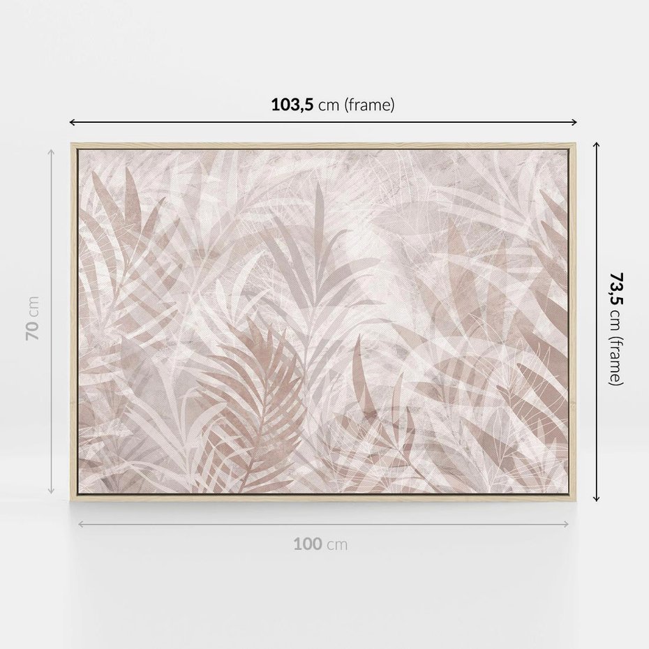 Obraz w ramie 100x70 - Pejzaż zaklętych uczuć - monochromatyczne, w odcieniach beżu - rama drewno