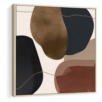 Obraz w ramie 50x50 - Wibracje uczuć i emocji - nieregularne plamy, czarny - rama drewno