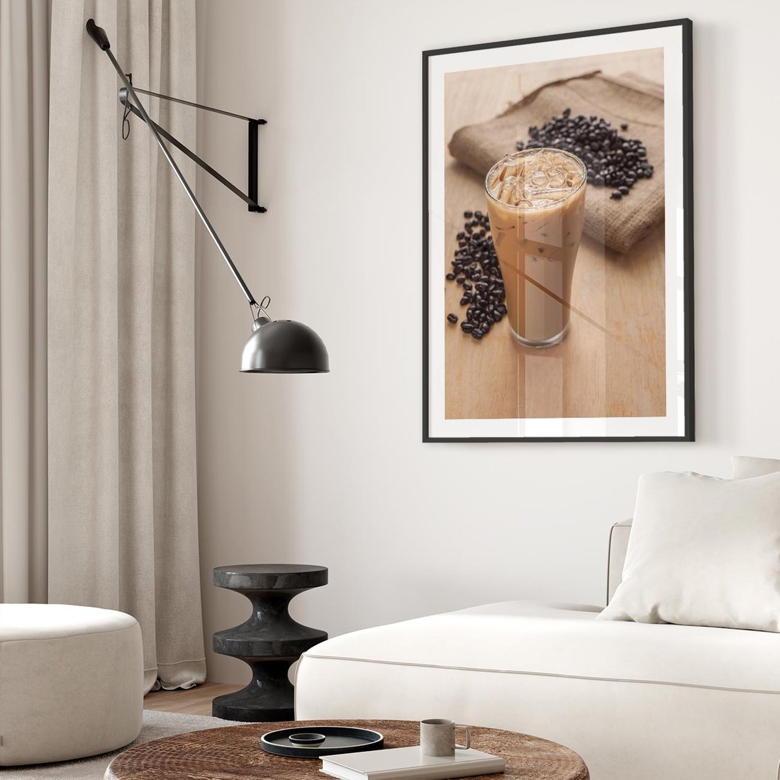 Plakat w ramie 50x70 - Kawa ice coffee: orzeźwiający napój - kawa, ice - rama czarna