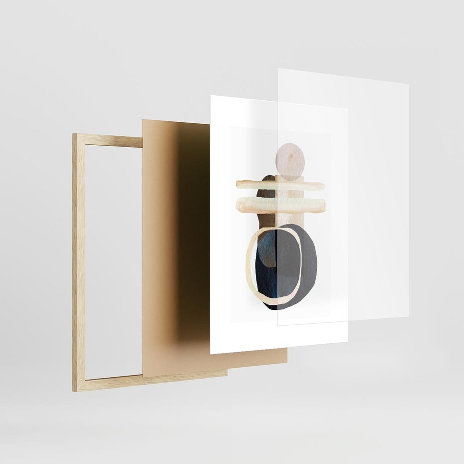 Plakat w ramie 30x40 - Wibracje Natury - abstrakcja, akwarelowe plamy - rama drewno