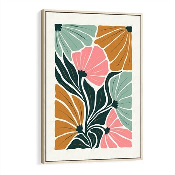 Obraz w ramie 50x70 - Rozplątane Myśli - abstrakcyjna kompozycja, pastelowe kwiaty - rama drewno