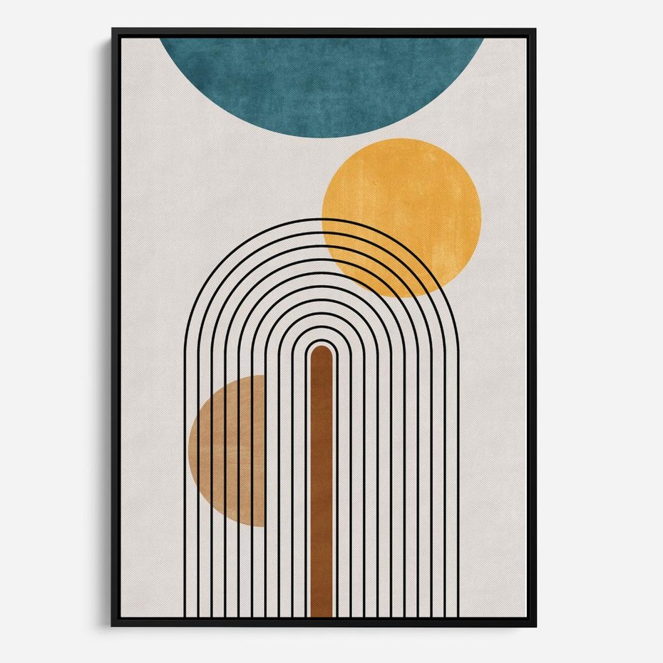 Obraz w ramie 70x100 - Wewnętrzne Labirynty Form - styl mid century, nowoczesna sztuka - rama czarna