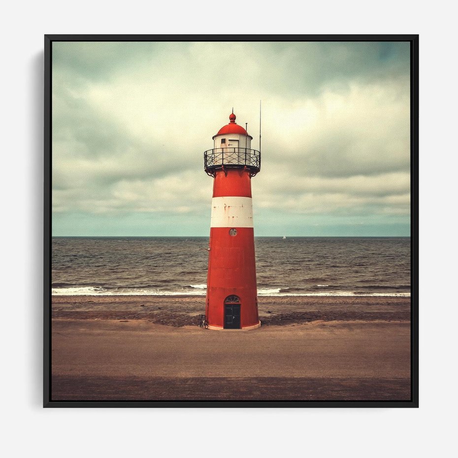 Obraz w ramie 50x50 - Retro Urok Morza - fotografia w stylu retro, vintage - rama czarna