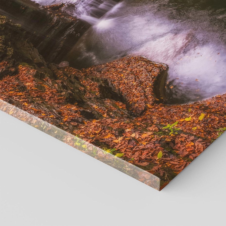 Obraz na płótnie 70x100 - Barwna Harmonia - strumień, las