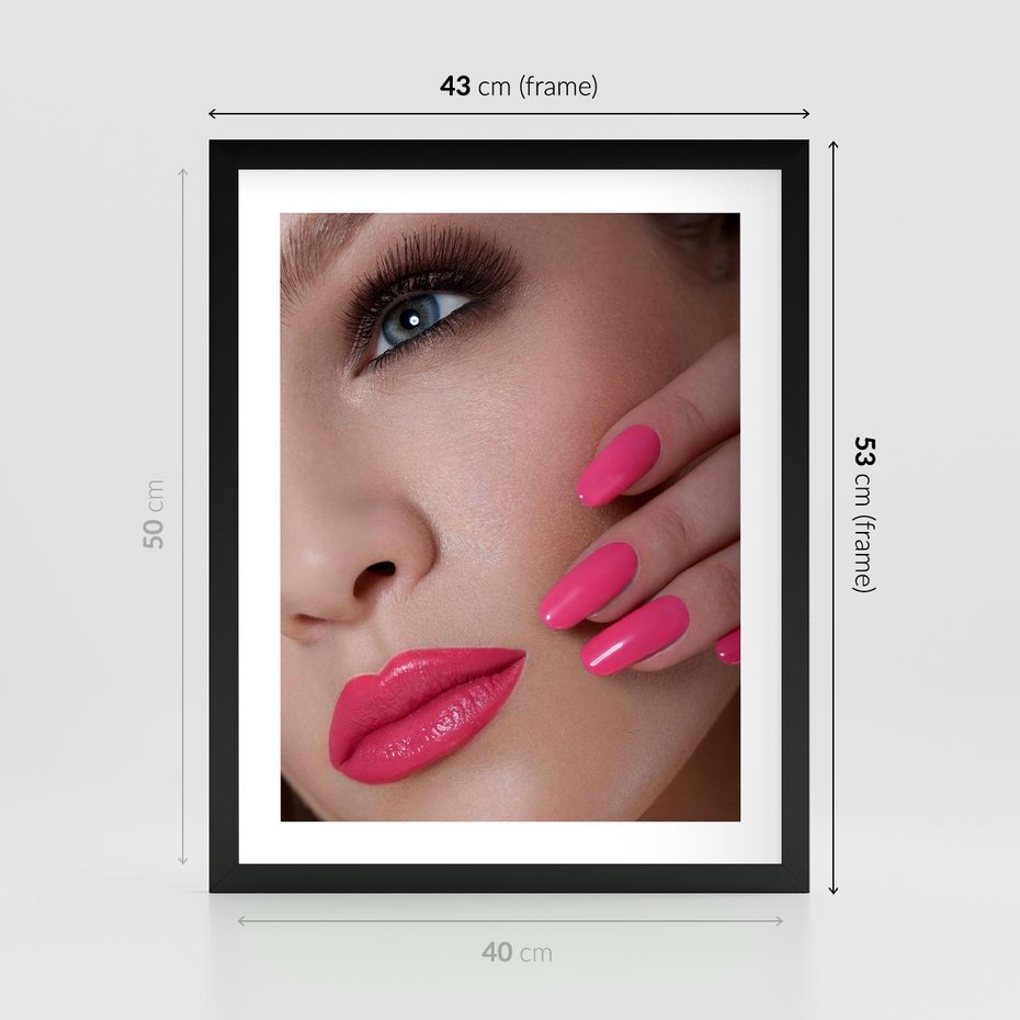 Plakat w ramie 40x50 - Usta, manicure, spa: kobieca harmonia - usta, manicure - rama czarna