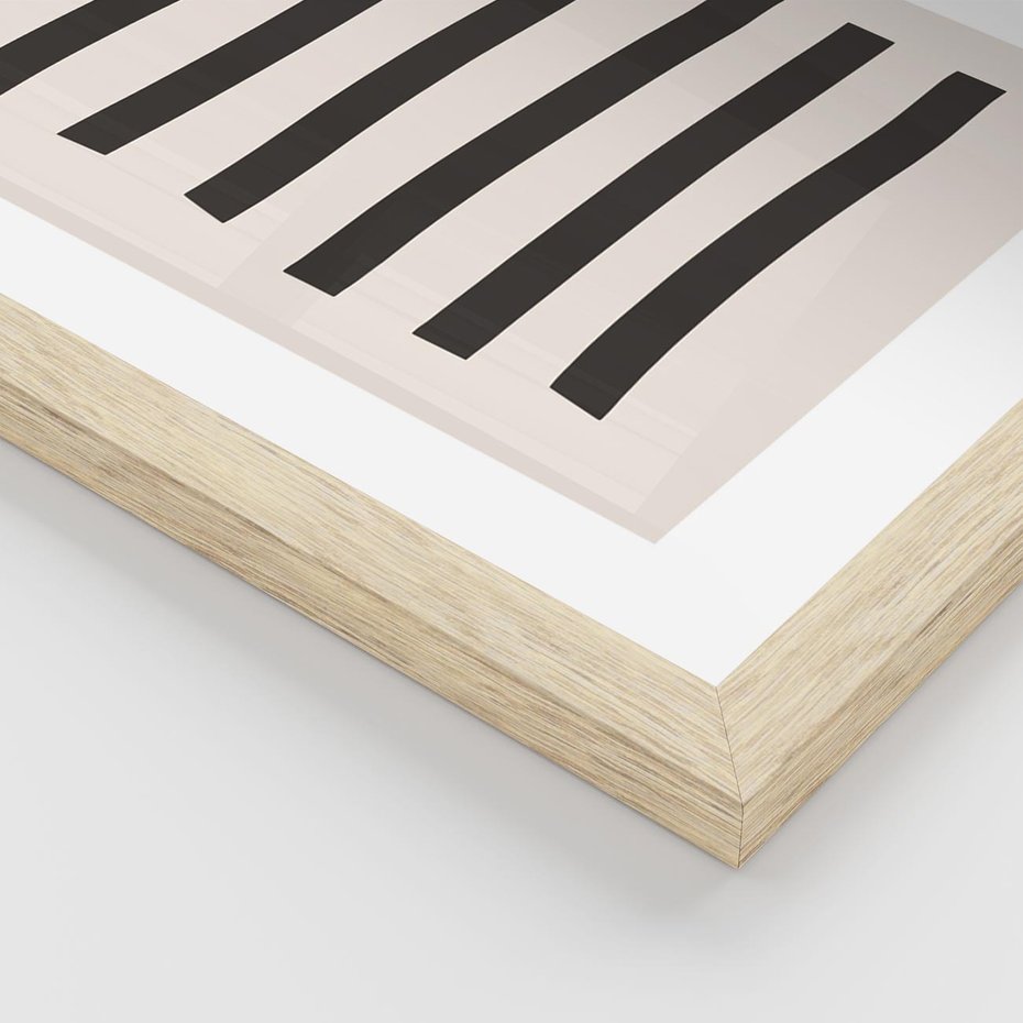 Plakat w ramie 50x70 - Strukturalna Rewolucja Form - minimalizm, czarne pasy - rama drewno