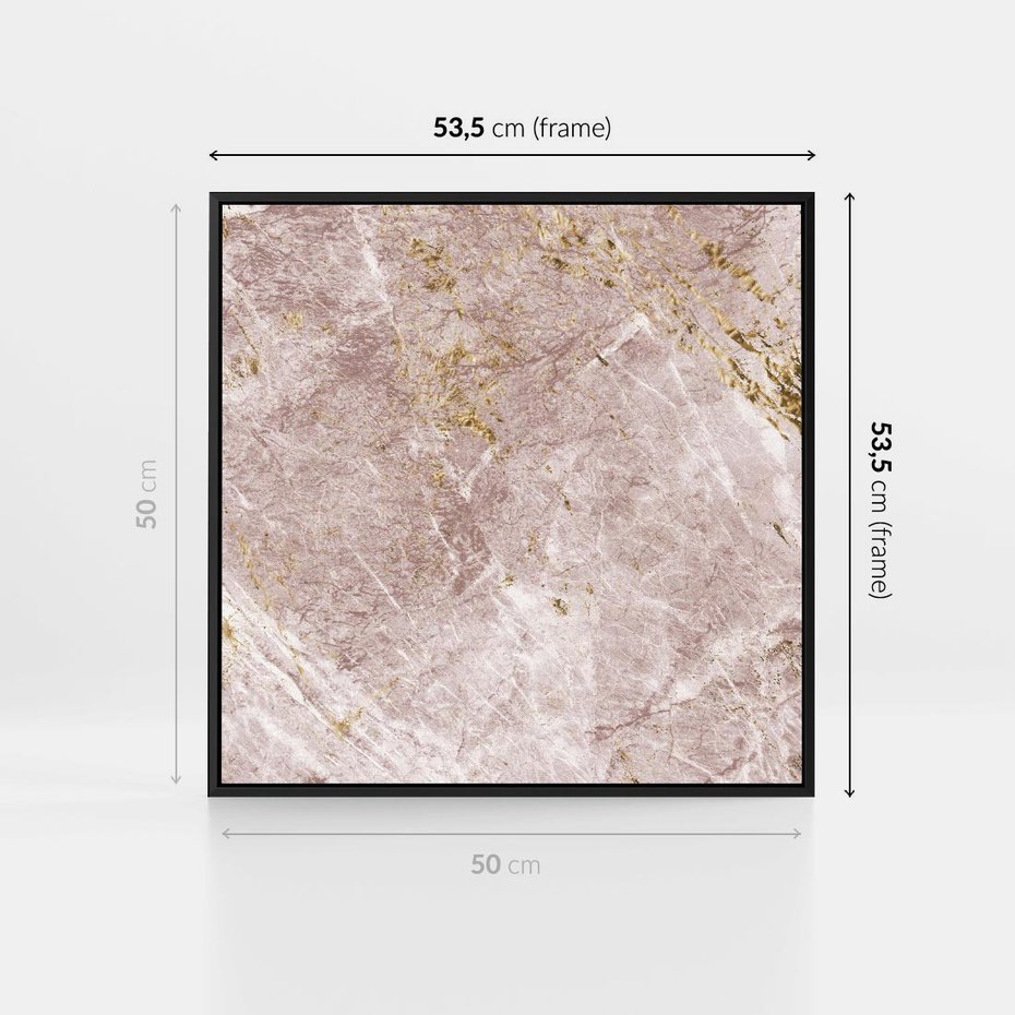 Obraz w ramie 50x50 - Wyjątkowa Stylizacja - marmur, złoto - rama czarna