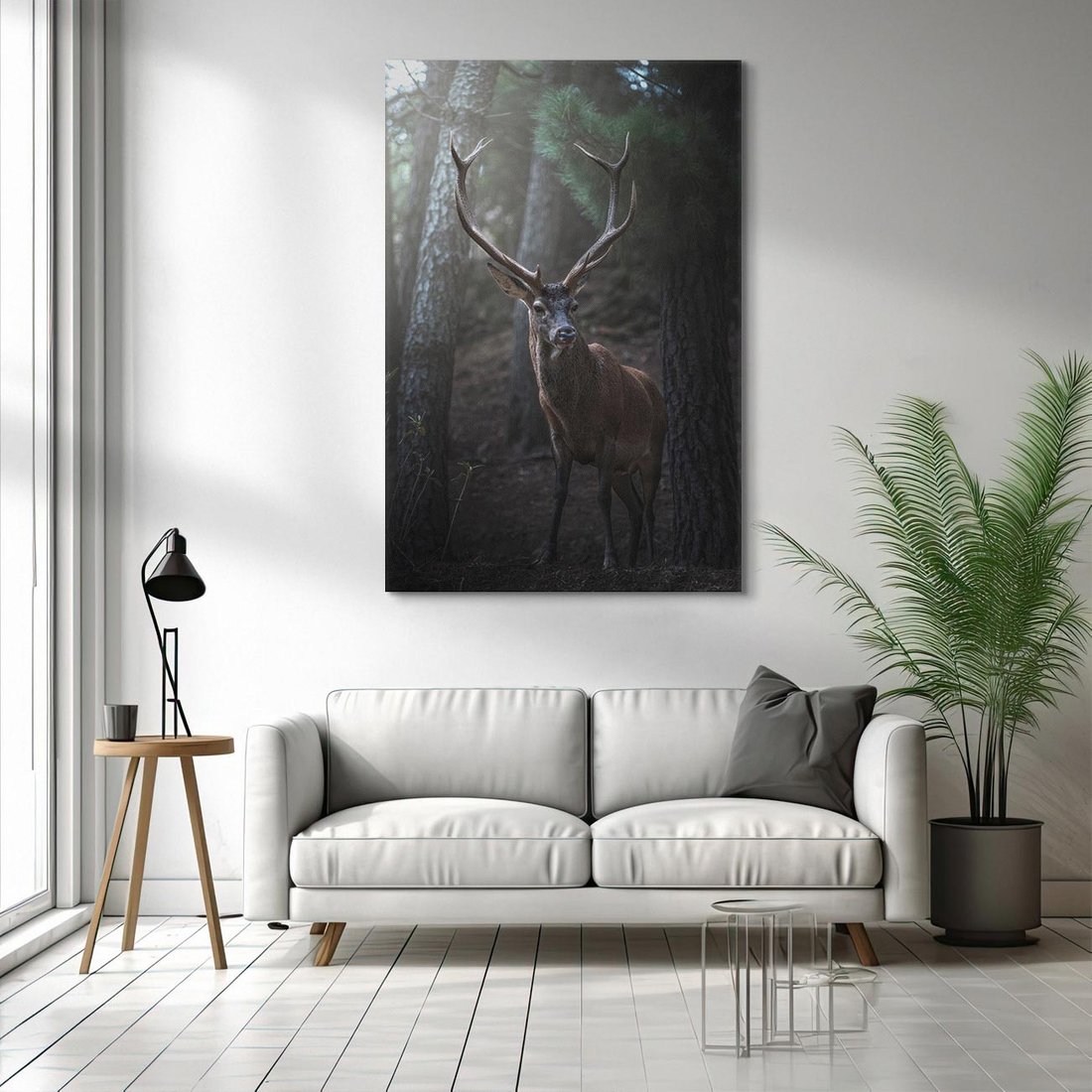 Obraz na płótnie 70x100 - Jeleń wśród lasu - jeleń, las