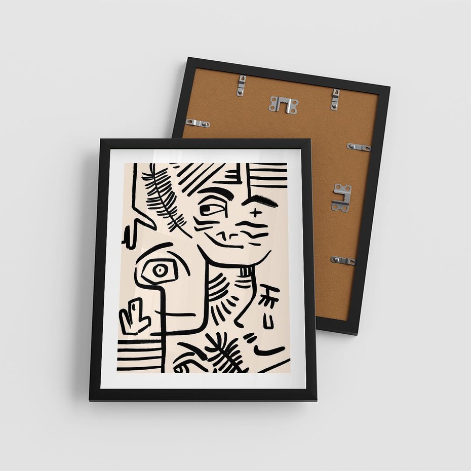 Plakat w ramie 40x50 - Ekspresyjne Odbicia Współczesności - abstrakcyjna grafika, minimalizm - rama czarna