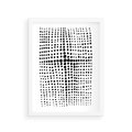 Plakat w ramie 30x40 - Refleksje Monochromatycznych Widoków - abstrakcyjna kompozycja z czarnych kropek, minimalistyczny czarno bialy plakat - rama biała