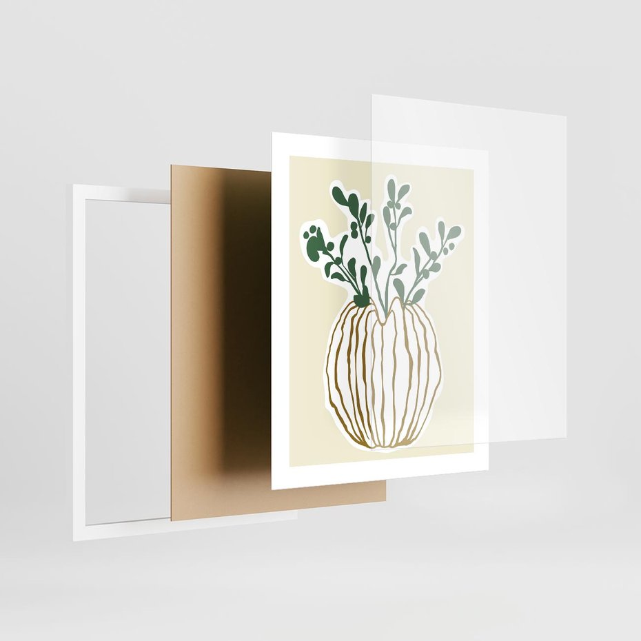 Plakat w ramie 40x50 - Przenikające Formy - abstrakcyjny plakat, kwiaty - rama biała