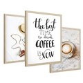 Zestaw obrazy w ramie 40x50 galeria - Kawa, podróż, kapelusz, boho - rama drewno