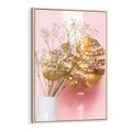 Obraz w ramie 80x120 - Blask Natury - złote, liście - rama drewno
