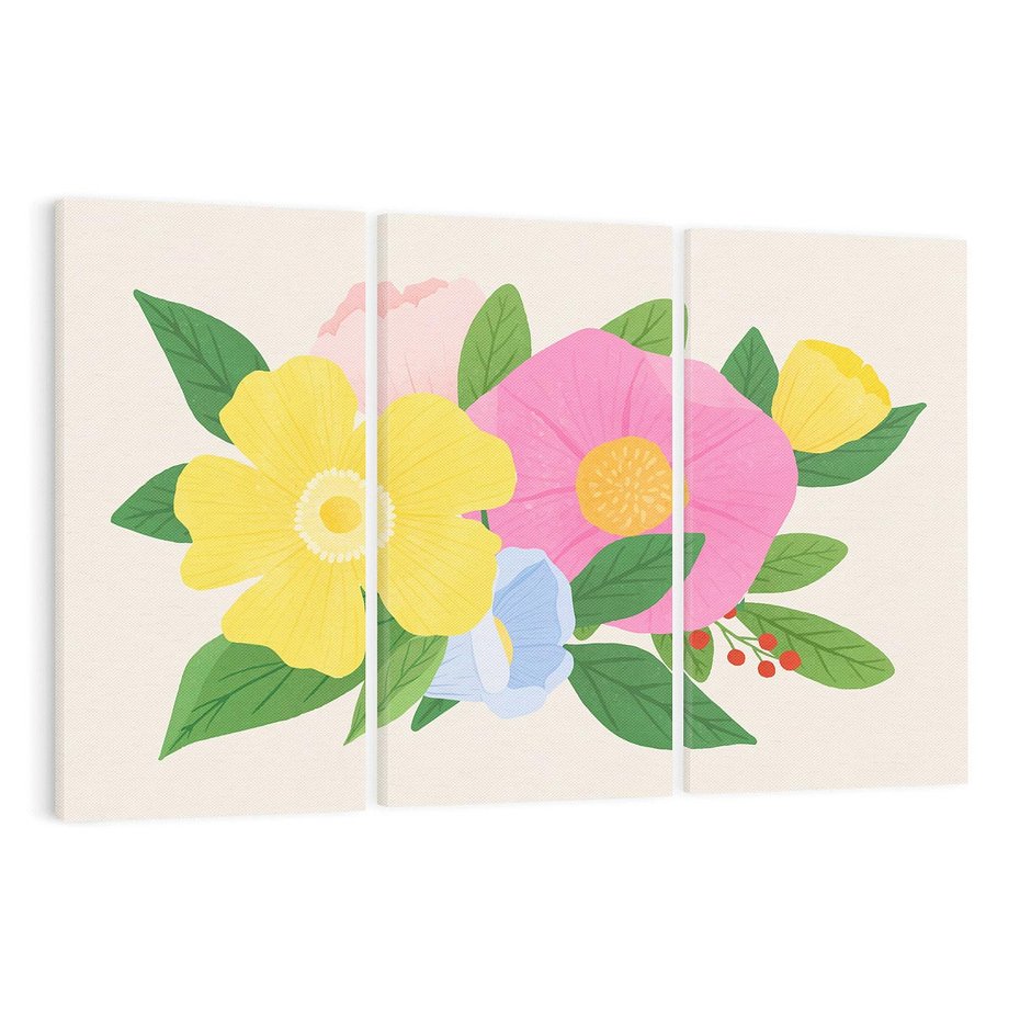 Obraz na płótnie 120x80 - Kwiatowy Uśmiech - kwiaty, akwarela