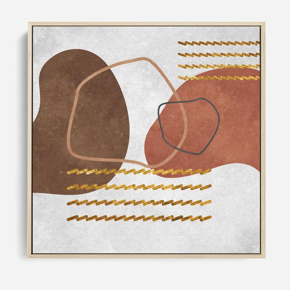 Obraz w ramie 50x50 - Odbicie światła serca - abstrakcyjne rozlane plamy, boho styl - rama drewno