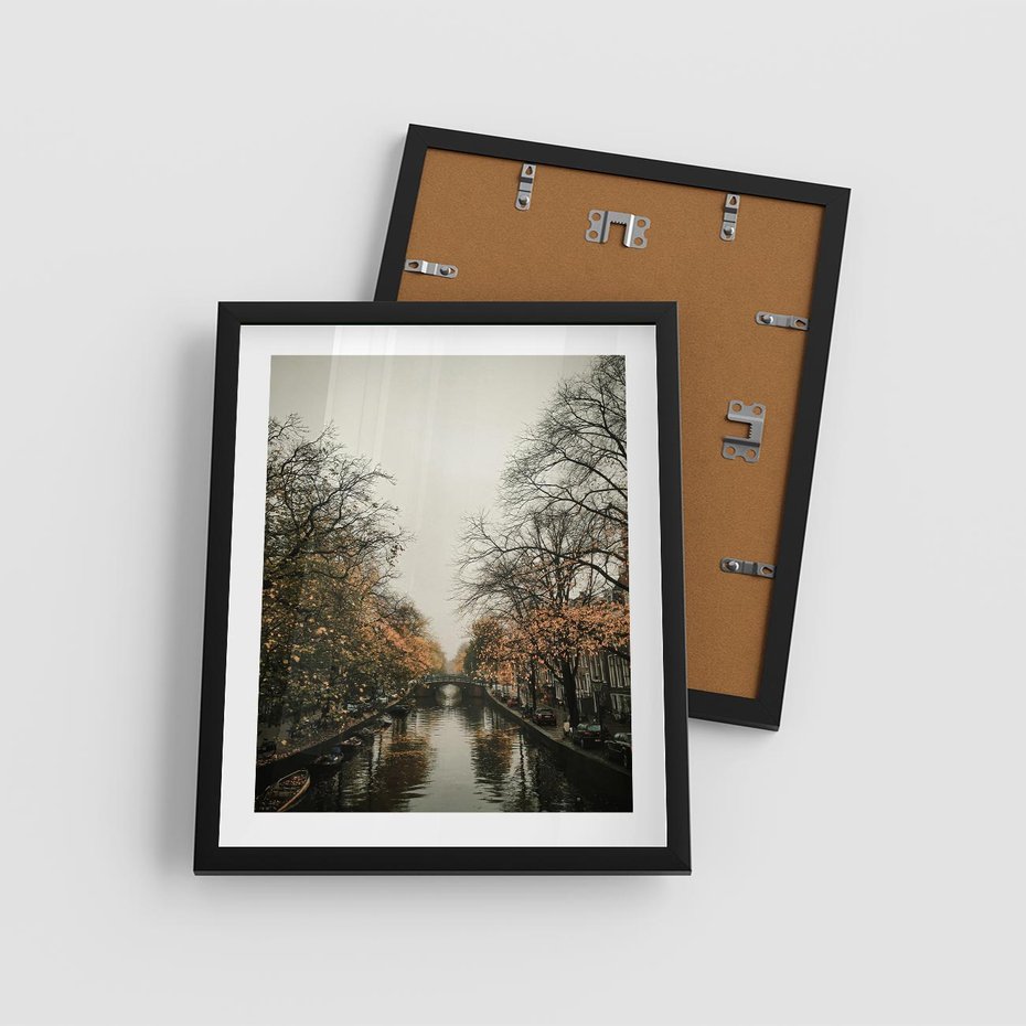 Plakat w ramie 40x50 - Jesienne Spacerki po Holenderskich Kanałach - kanały, Holandia - rama czarna