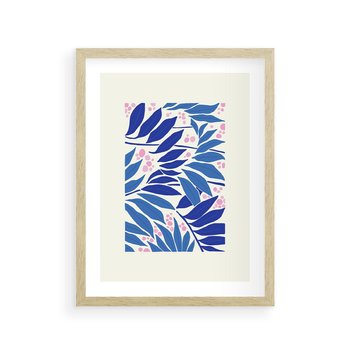 Plakat w ramie 50x70 - Kolorowy Wir - liściasta kompozycja, nowoczesny plakat - rama drewno