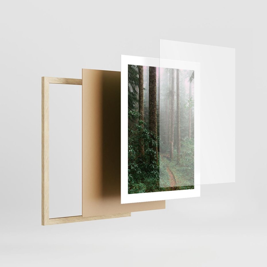 Plakat w ramie 30x40 - Mgliste Marzenia - artystyczna fotografia, las - rama drewno