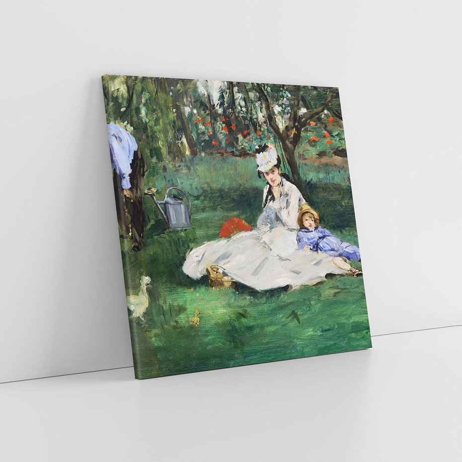 Obraz na płótnie 80x80 - Rodzina Monet w ogrodzie w Argenteuil (1874) Édouard Manet - Reprodukcja - reprodukcja, obraz na płótnie