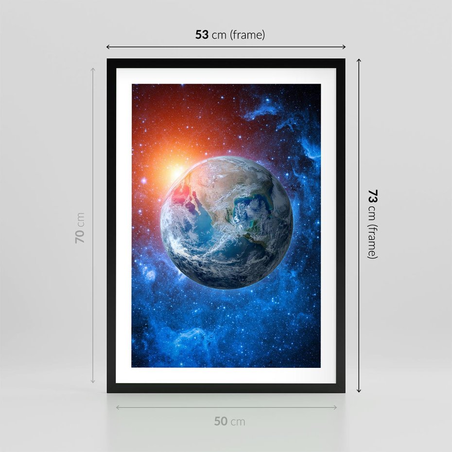 Plakat w ramie 50x70 - Planeta w nieskończoności - ziemia, kosmos - rama czarna