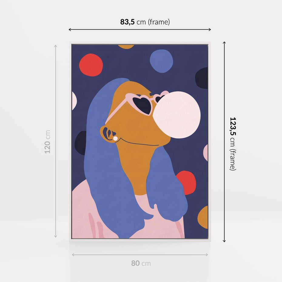 Obraz w ramie 80x120 - Odbicie Kobiety - nowoczesny plakat, styl retro - rama biała