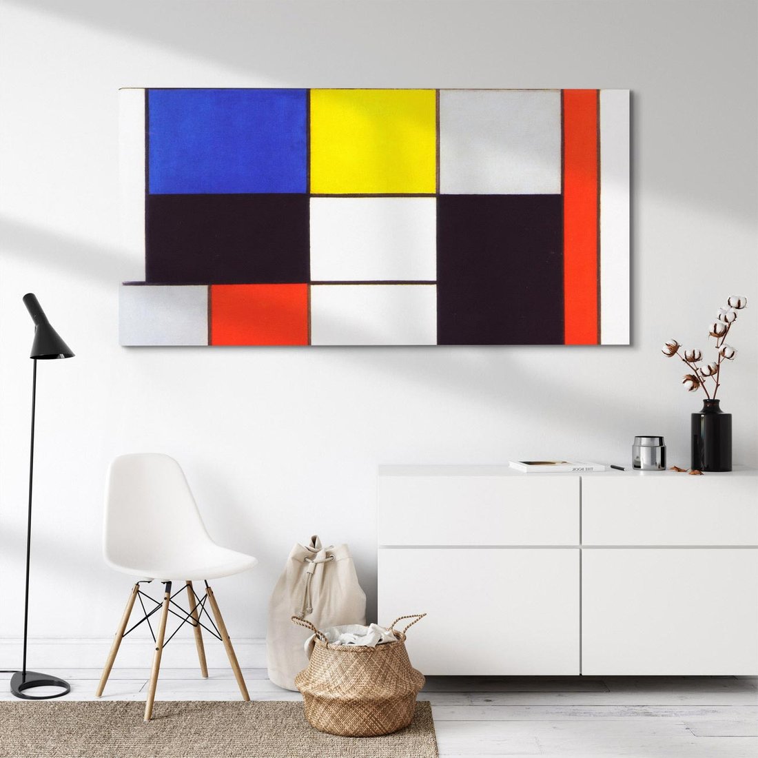 Obraz na płótnie 120x60 - Kompozycja A (1920), Piet Mondrian - Reprodukcja - reprodukcja, obraz na płótnie