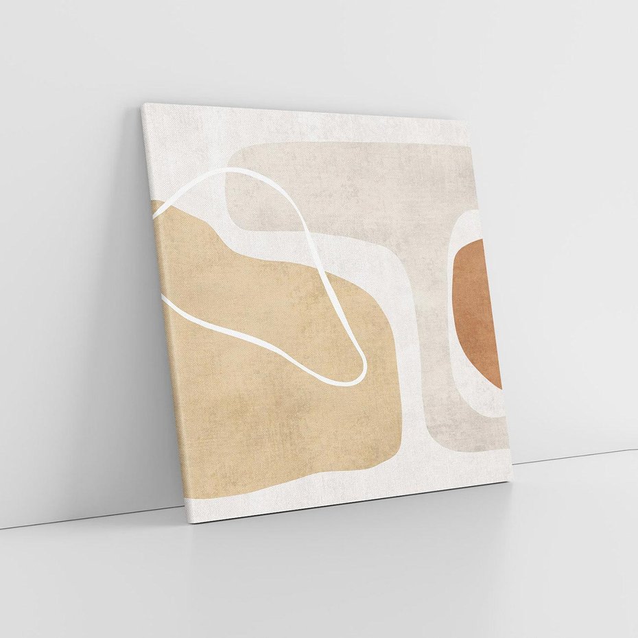 Obraz na płótnie 60x60 - Beżowa Harmonia - abstrakcyjne, nieregularne plamy
