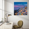 Obraz w ramie 50x50 - Wyblakłe wspomnienia gwiazd - Santorini, wieczór - rama biała