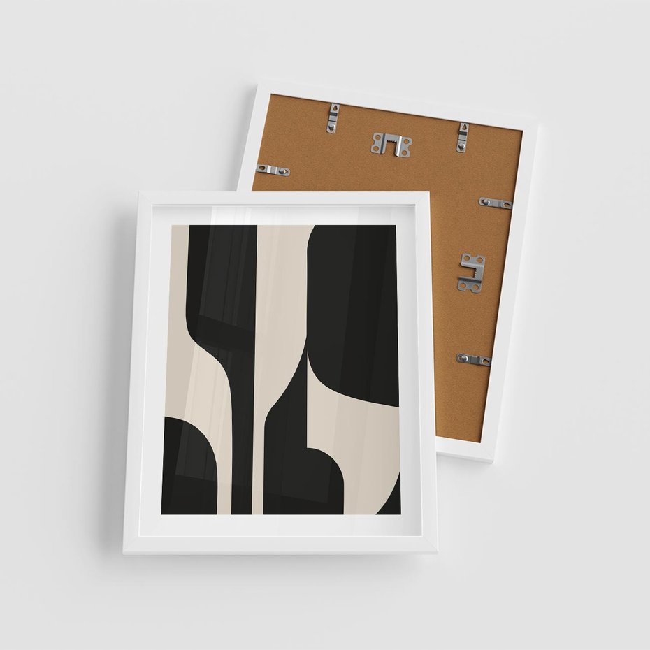 Plakat w ramie 40x50 - Abstrakcyjne Linie - boho plakat, rycina - rama biała