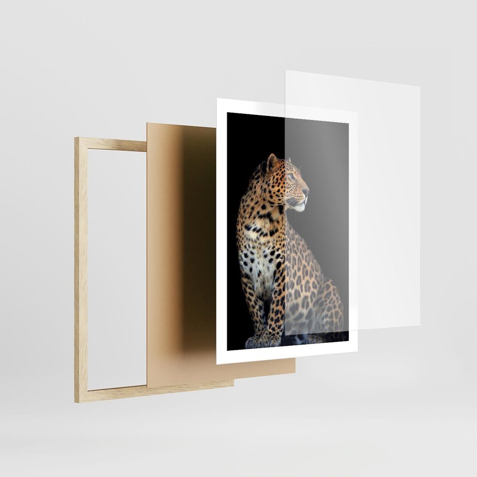 Plakat w ramie 50x70 - Elegancja Jaguarowej Pantery - jaguar, pantera - rama drewno