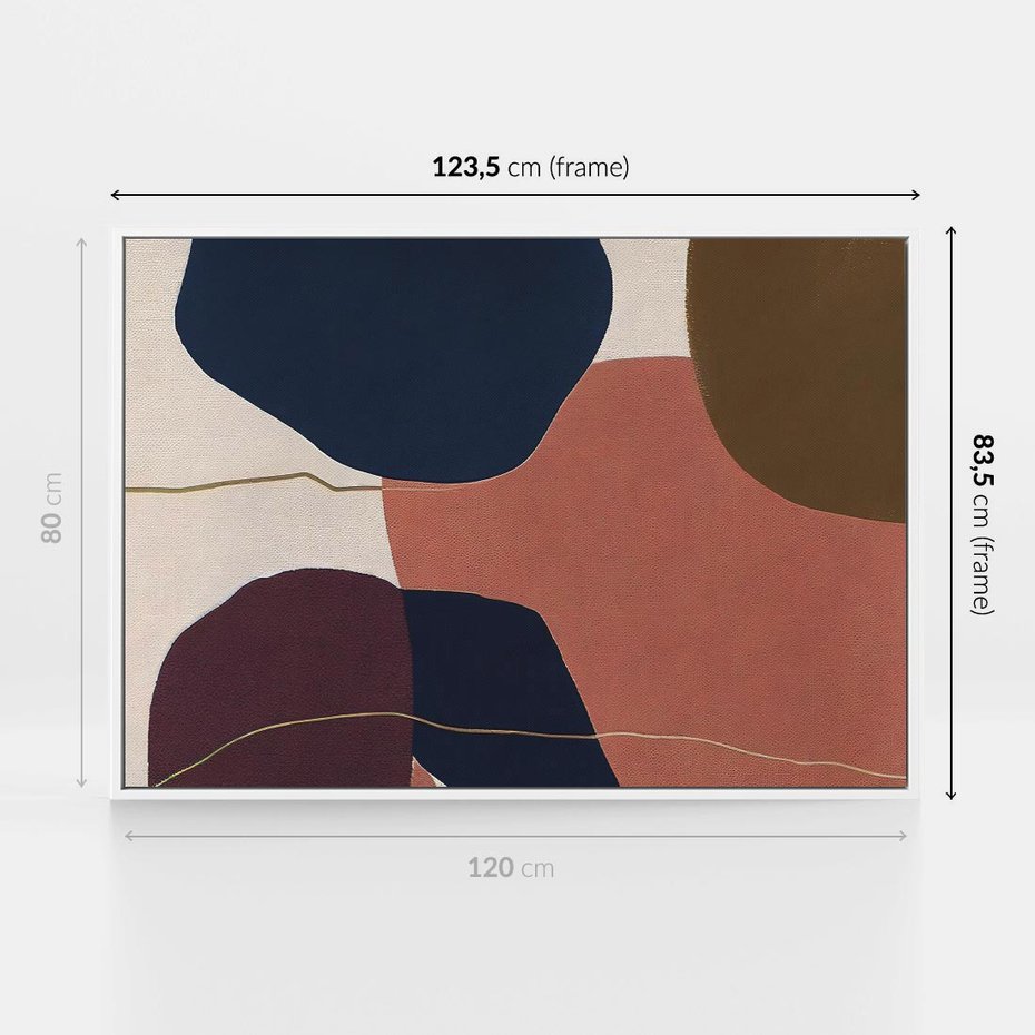 Obraz w ramie 120x80 - Abstrakt Marsala - nieregularne plamy, kształty - rama biała