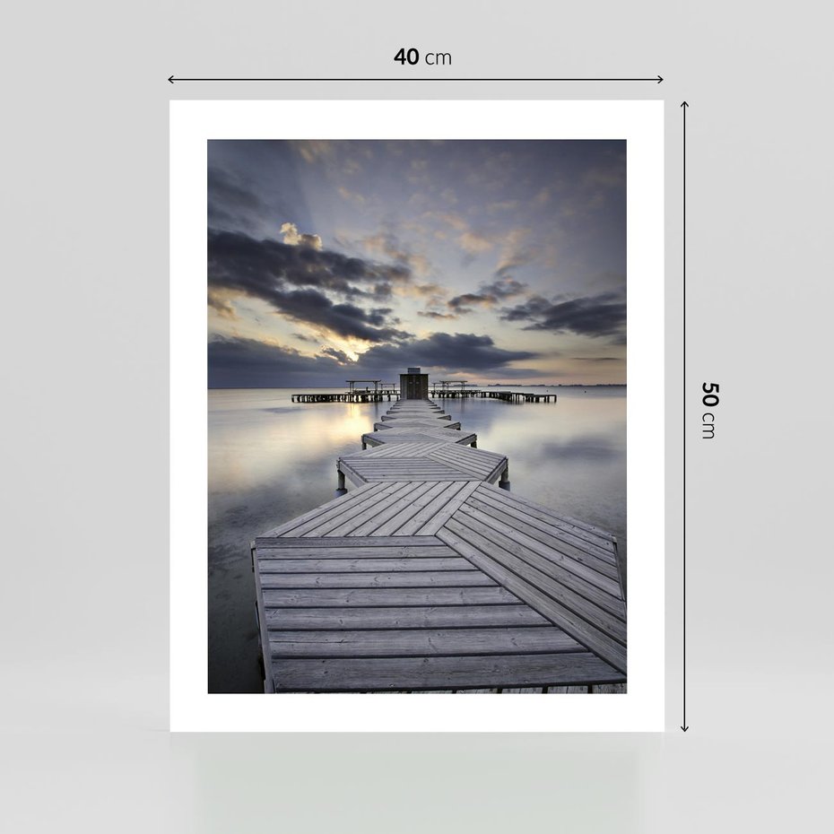 Plakat bez ramy 40x50 - Spokój nad Jeziorem - pomost, jezioro