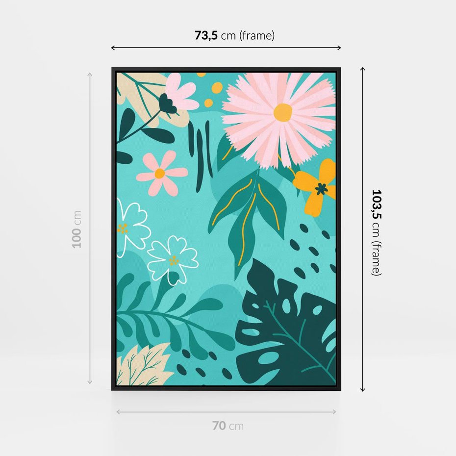 Obraz w ramie 70x100 - Kwiatowe Wibracje - pastelowa kompozycja, kwiaty - rama czarna