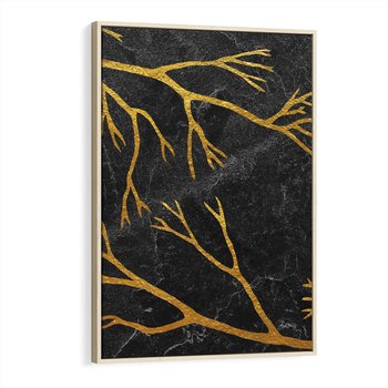 Obraz w ramie 70x100 - Marmurowe Drzewa Snu - złote gałęzie, drzewa - rama drewno