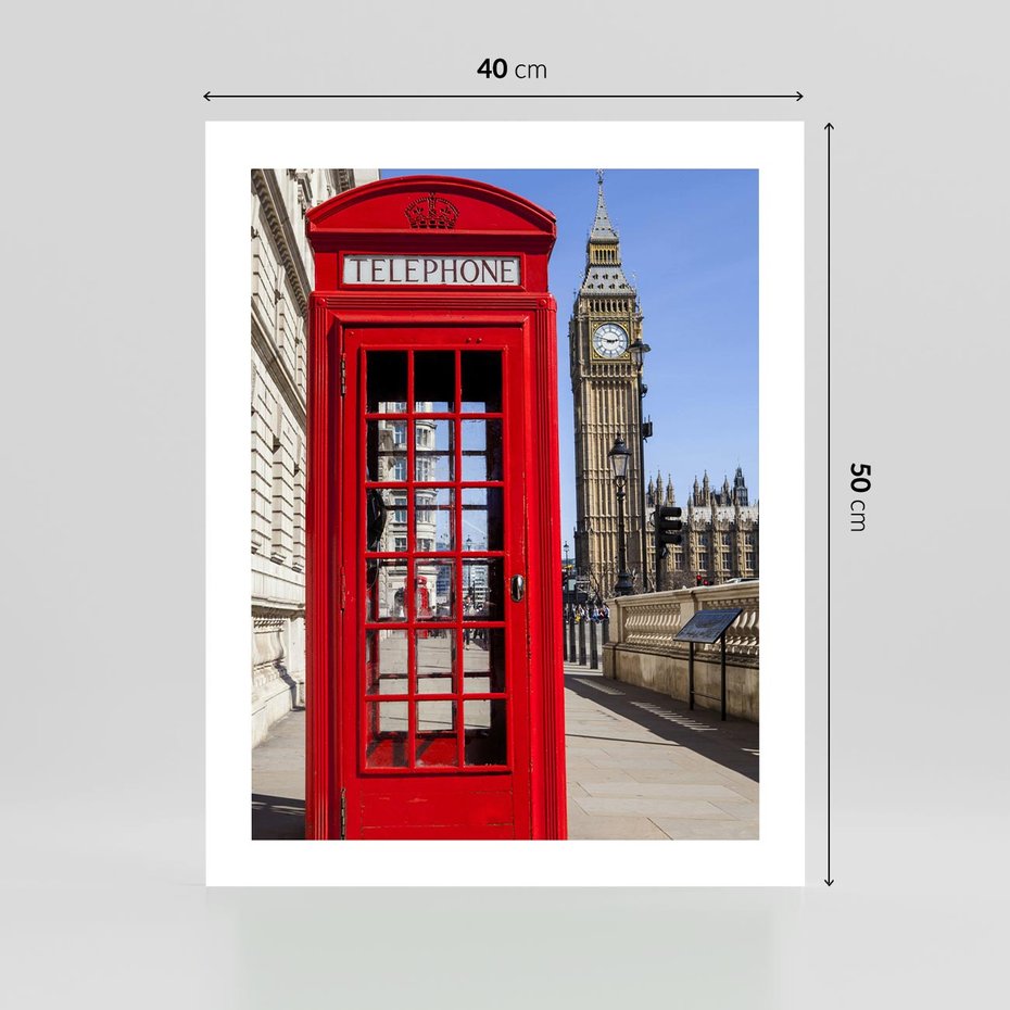 Plakat bez ramy 40x50 - Ikoniczna budka telefoniczna w Londynie - budka, telefoniczna