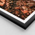 Plakat w ramie 30x40 - Jesienny Splot: Pomarańczowe Liście - liście, pomarańczowe suche liście - rama czarna