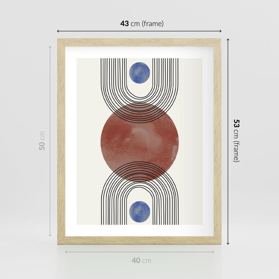 Plakat w ramie 40x50 - Księga Impulsów - nowoczesny plakat, styl midcentury - rama drewno