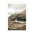 Plakat bez ramy 30x40 - Kościół na Wzgórzu: Sepia Nostalgii - kościół w górach, na wzgórzu