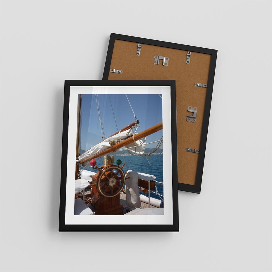 Plakat w ramie 30x40 - Podróż Morska - statek, ster - rama czarna