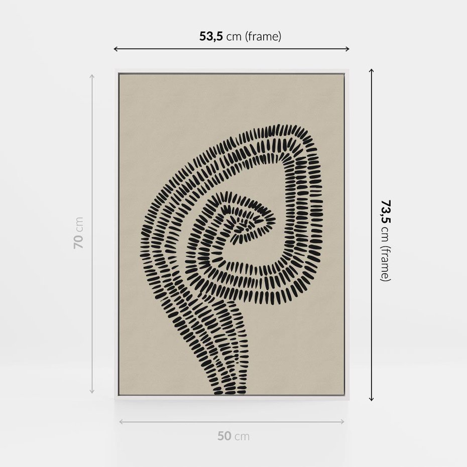 Obraz w ramie 50x70 - Nowoczesne Spektrum Wyobraźni - boho plakat, czarne kropki kreski - rama biała