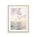 Plakat w ramie 30x40 - Pastelowa Plaża - plaża, pastelowe kolory - rama drewno