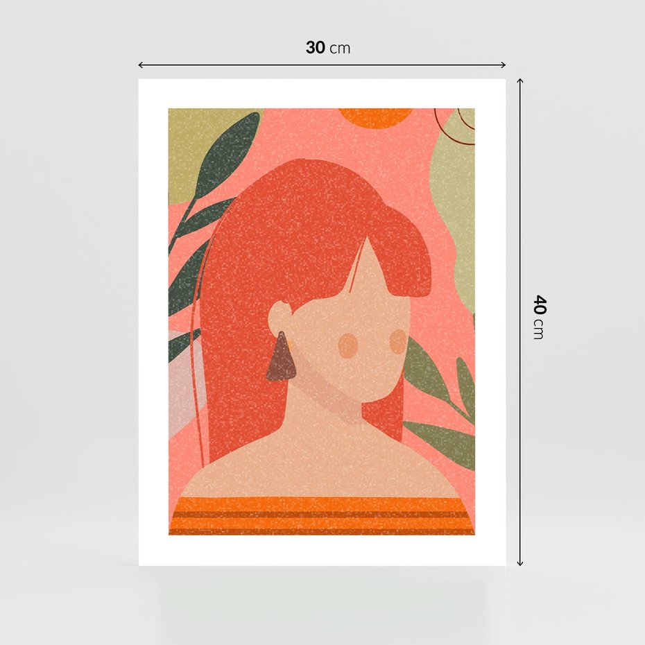 Plakat bez ramy 30x40 - Kobieca Refleksja - nowoczesny plakat, styl retro