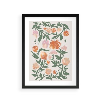 Plakat w ramie 30x40 - Kwiatowe Odbicia - kwiaty polne, plakat - rama czarna