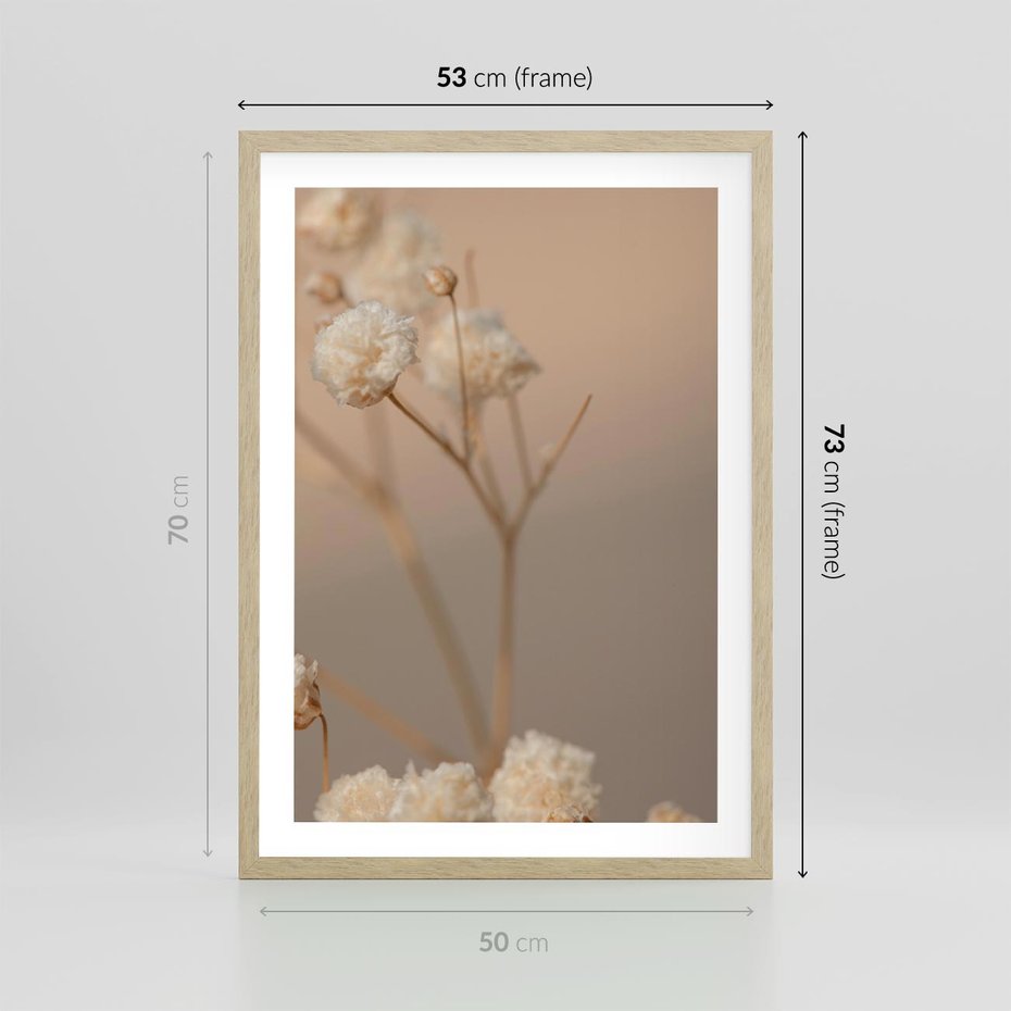 Plakat w ramie 50x70 - Subtelna gipsówka - gipsówka, suche - rama drewno